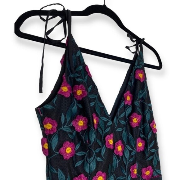 Dress the Population Sunny Floral Maxi Dress black pink teal flowers appliqué S - Picture 3 of 13